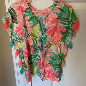 Toddler girl tropical swim cover up
